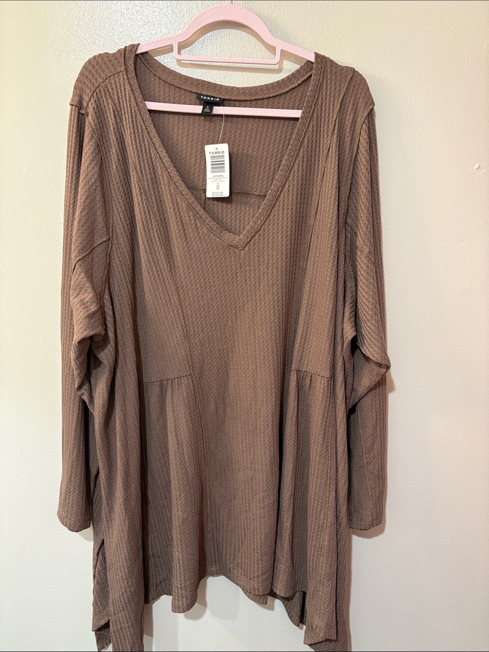 torrid Taupe Waffle V-Neck Tunic